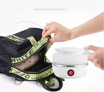 folded electric kettle in a bag