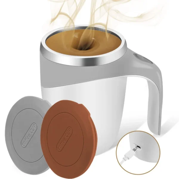 White self stirring mug