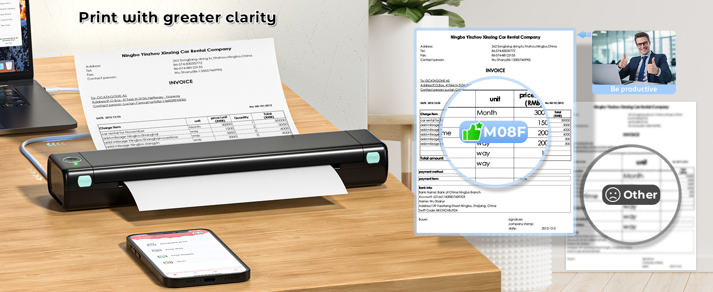 Clear printing of a portable wireless printer