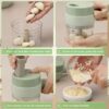 Electric vegetable chopper grinding garlic