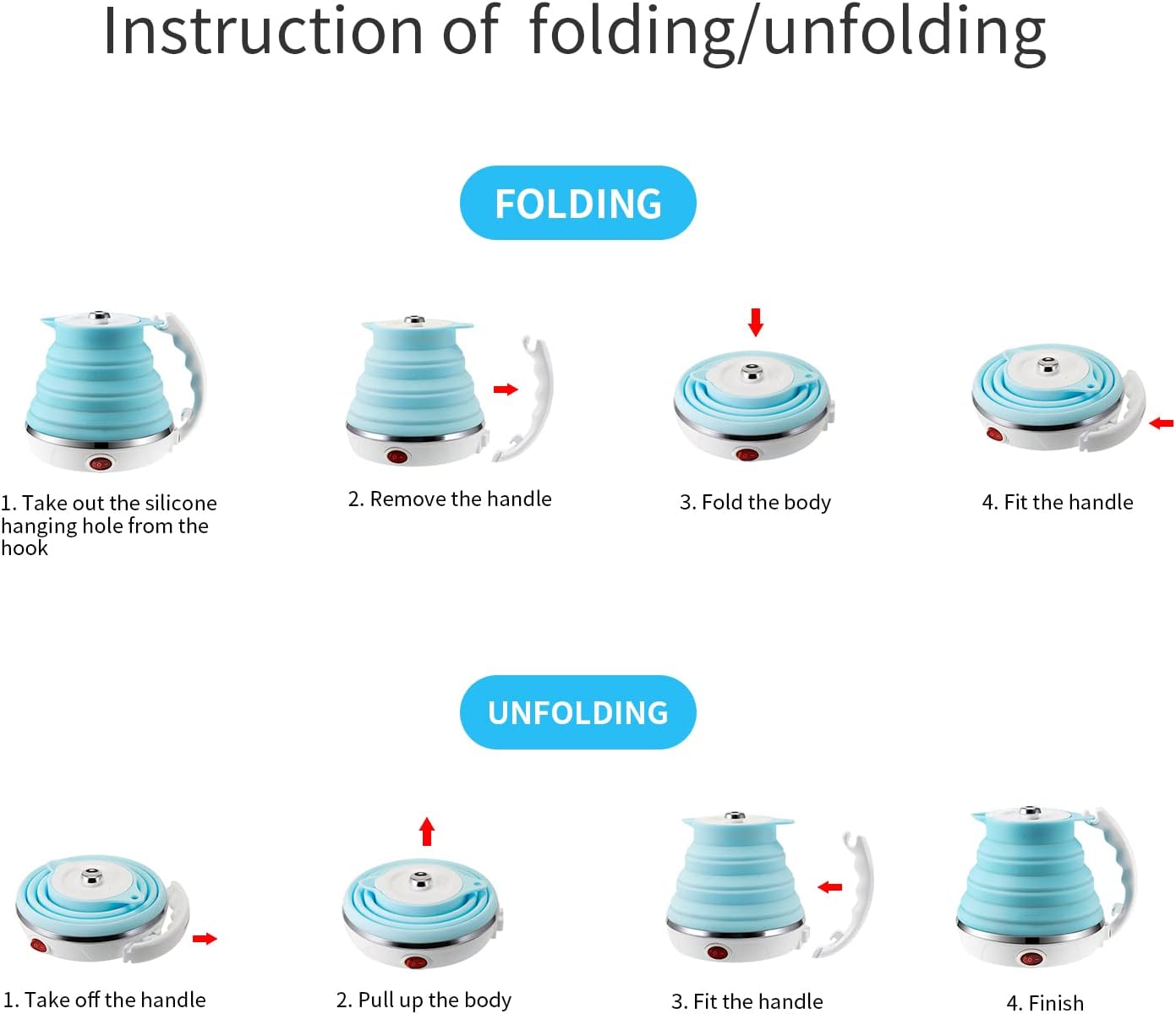 unfolding a foldable electric kettle